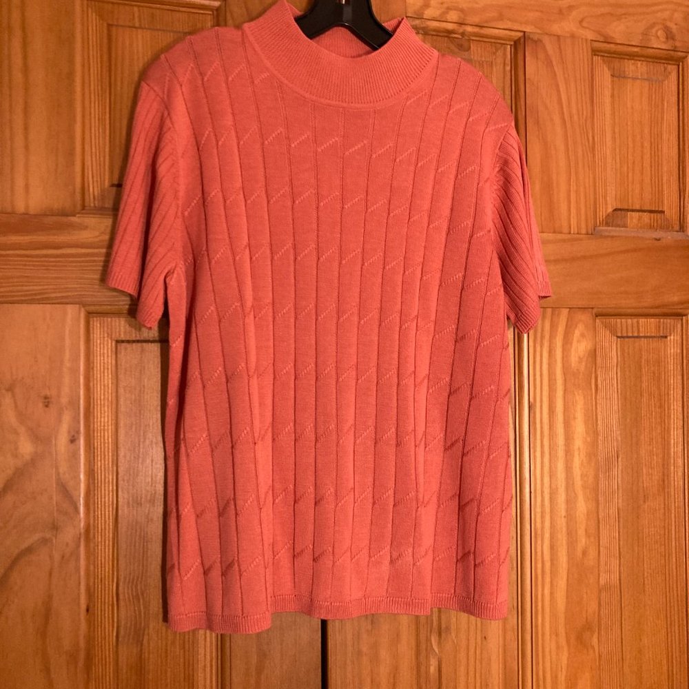 NWOT Requirements Vintage 90s Sweater Knit Short Sleeve Lightweight Orange XL